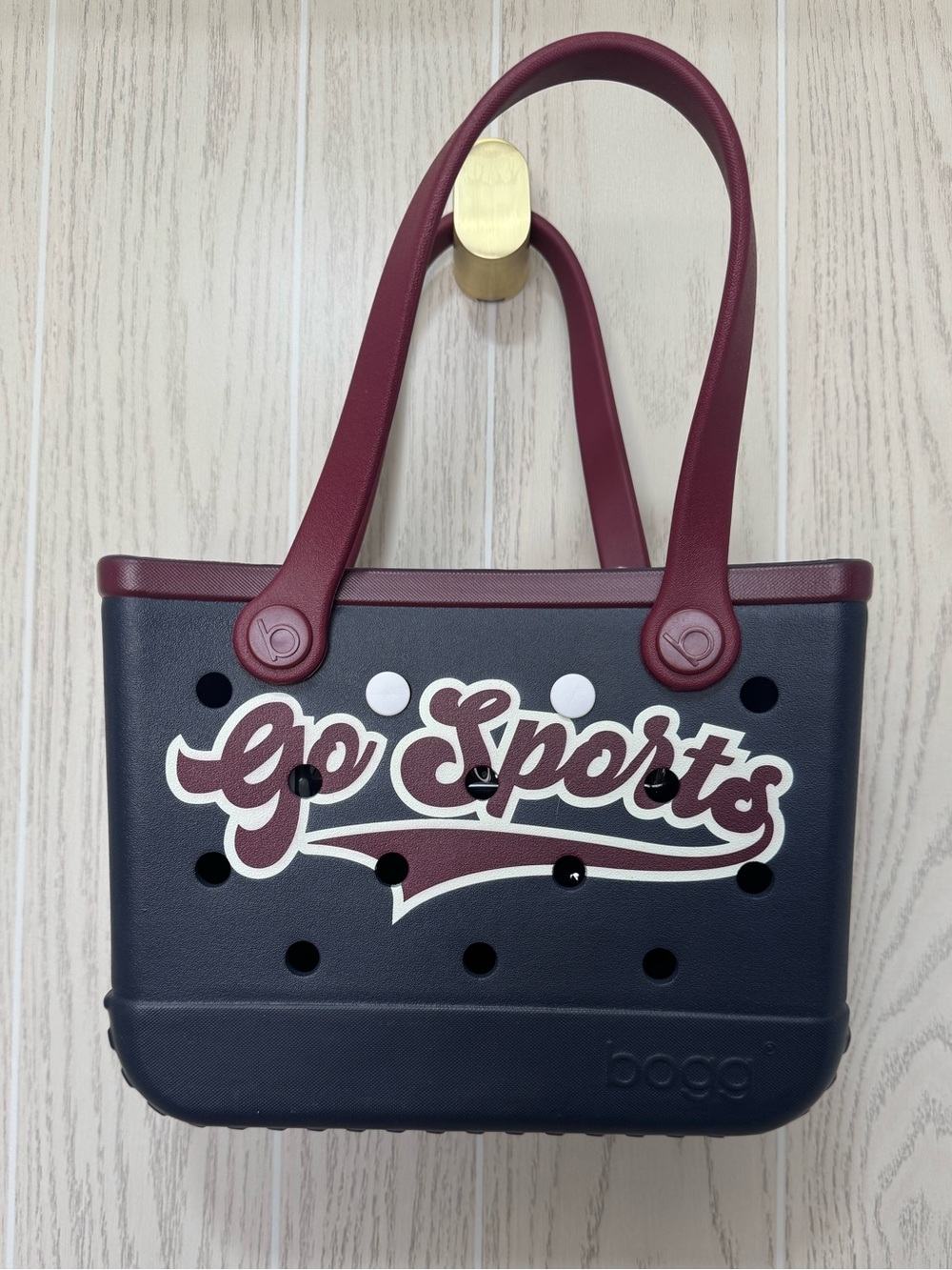 Bogg Bag Bitty Go Sports Navy Burgundy EVA Waterproof Tote Bag With Pouch NWT